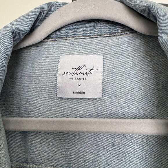 💎 Sweetheart Los Angeles Light Wash Denim Jacket w/ Rhinestone Fringe - 1X - NW - Picture 5 of 5
